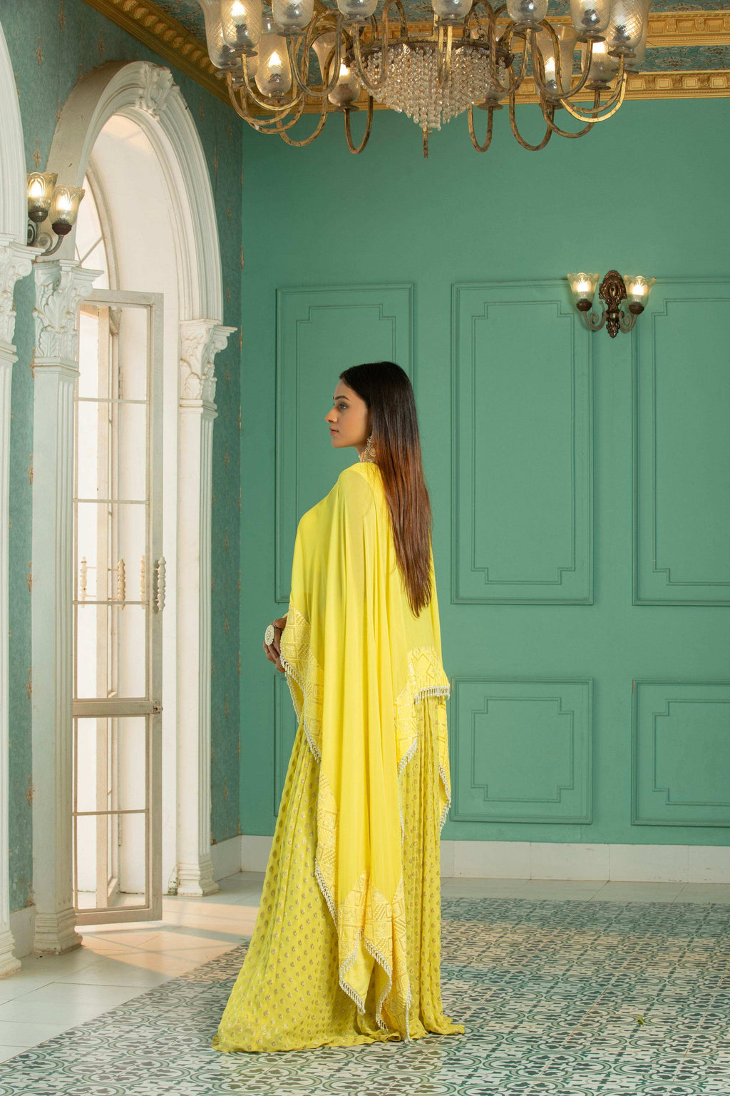 RUBY- Cape - Sharara Set - Sunshine Yellow - Monk & Mei