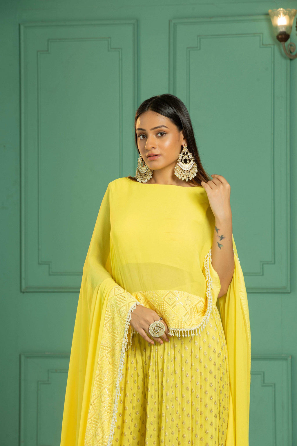 RUBY- Cape - Sharara Set - Sunshine Yellow - Monk & Mei