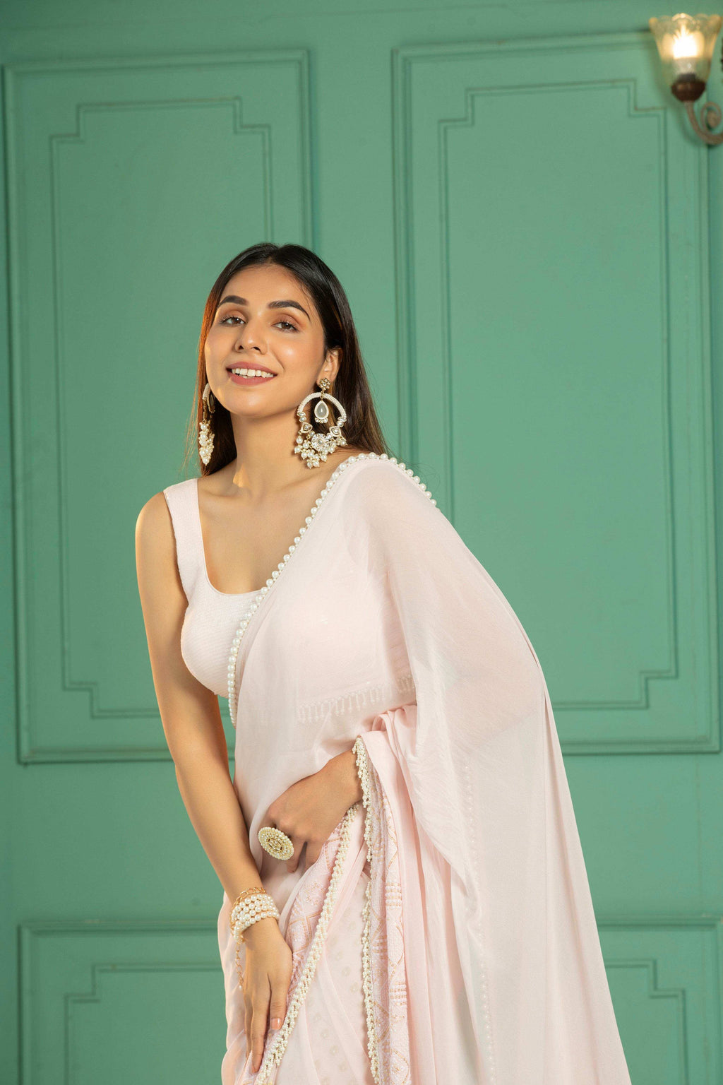 SCARLETT - Saree Set - Rose Pink - Monk & Mei