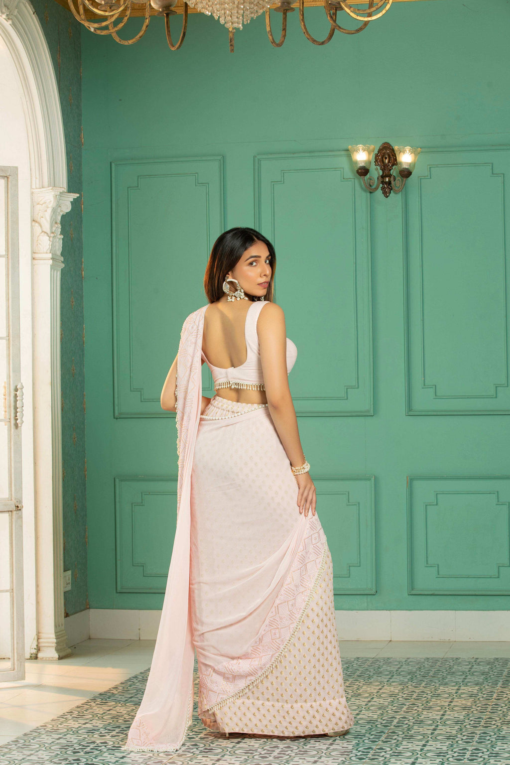SCARLETT - Saree Set - Rose Pink - Monk & Mei
