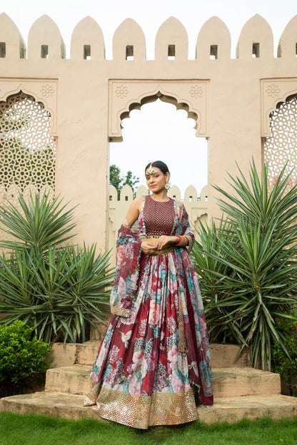 Faiza - Lehenga Set Maroon