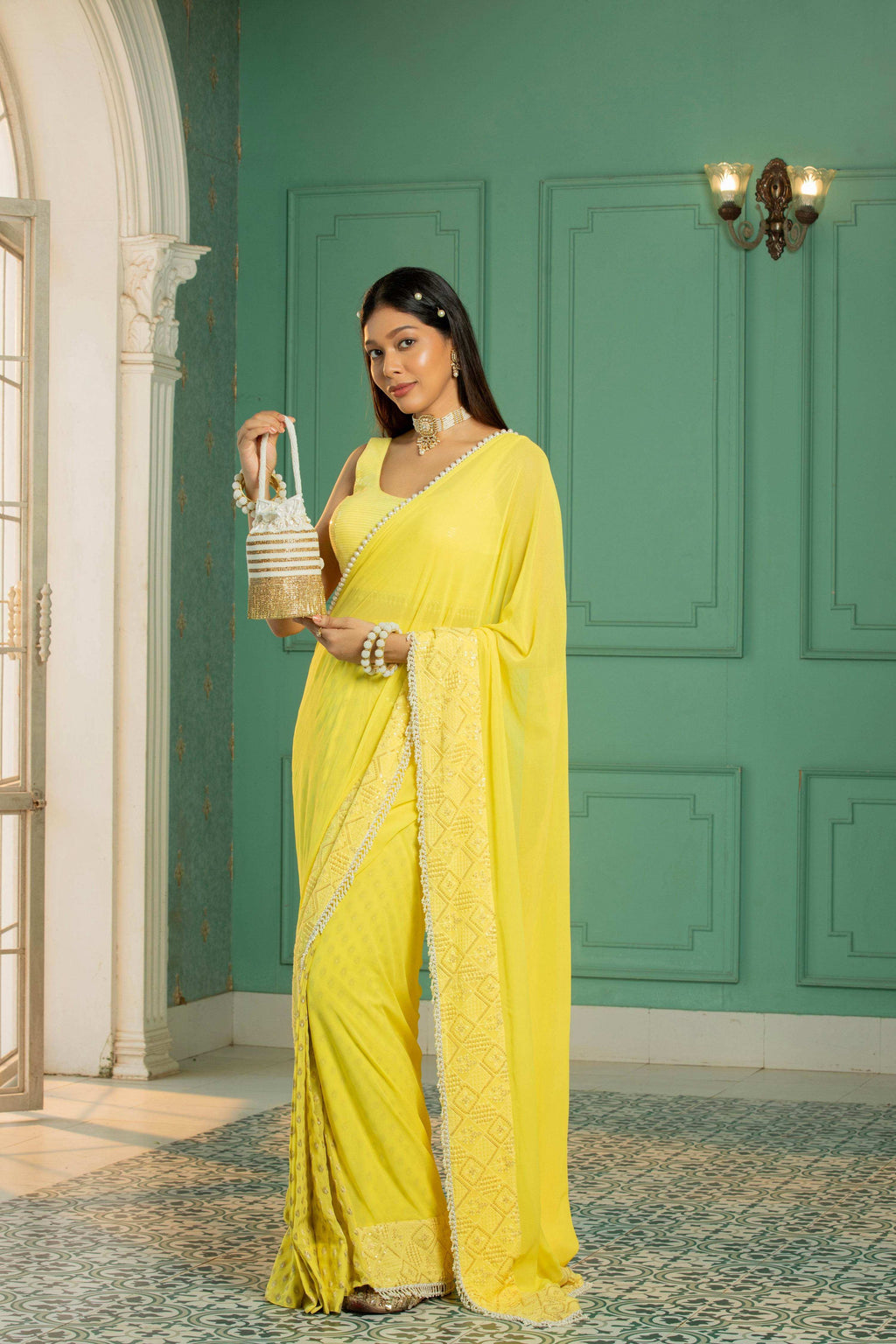 SCARLETT - Saree Set -Sunshine Yellow - Monk & Mei