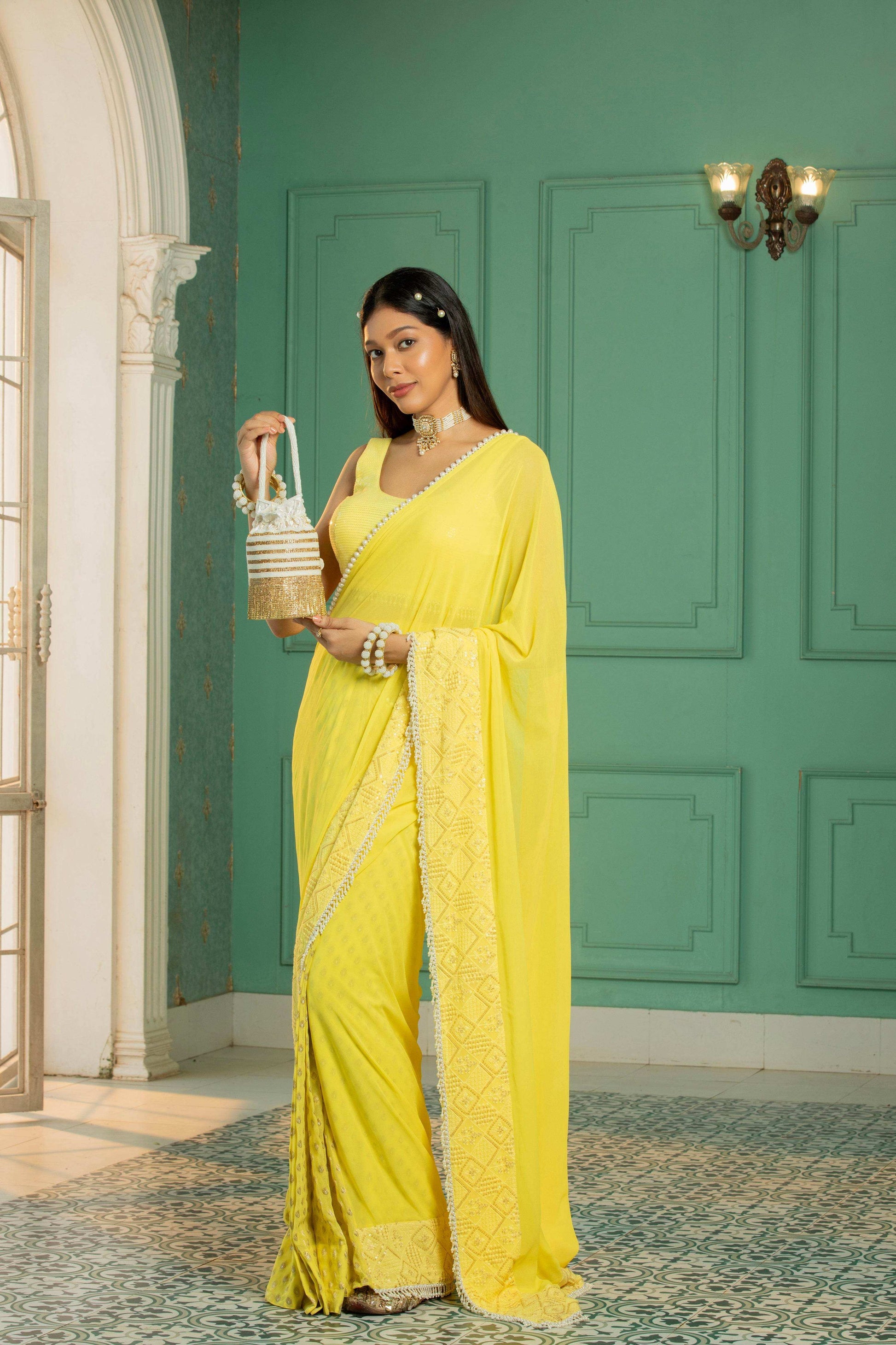SCARLETT - Saree Set -Sunshine Yellow - Monk & Mei