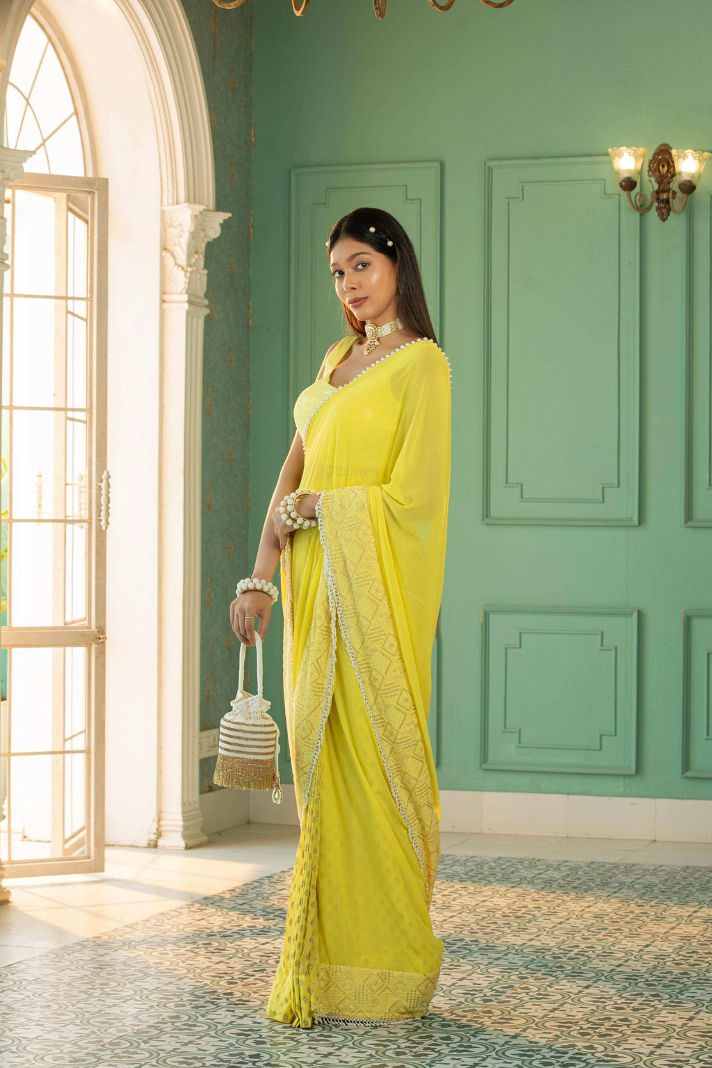 SCARLETT - Saree Set -Sunshine Yellow - Monk & Mei