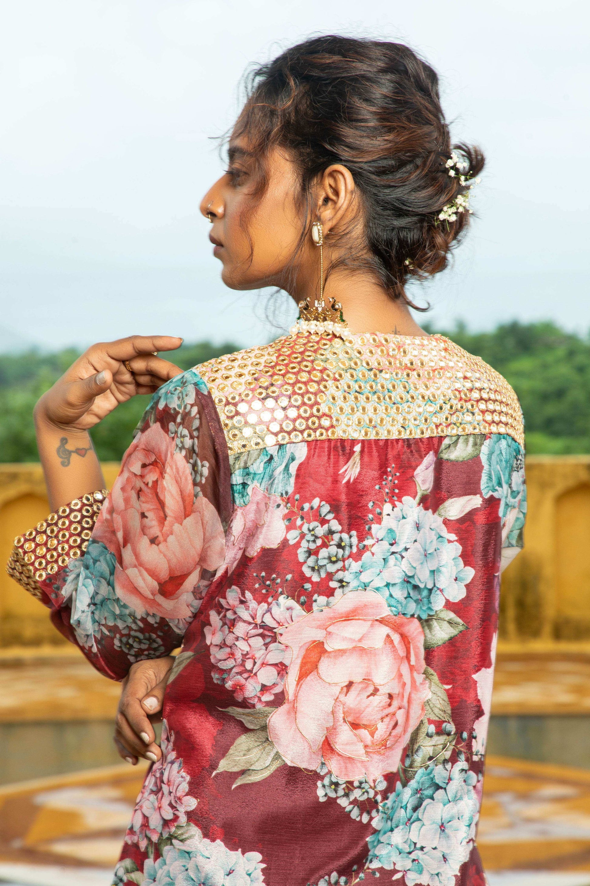 Dalila- Dress Maroon - Monk & Mei