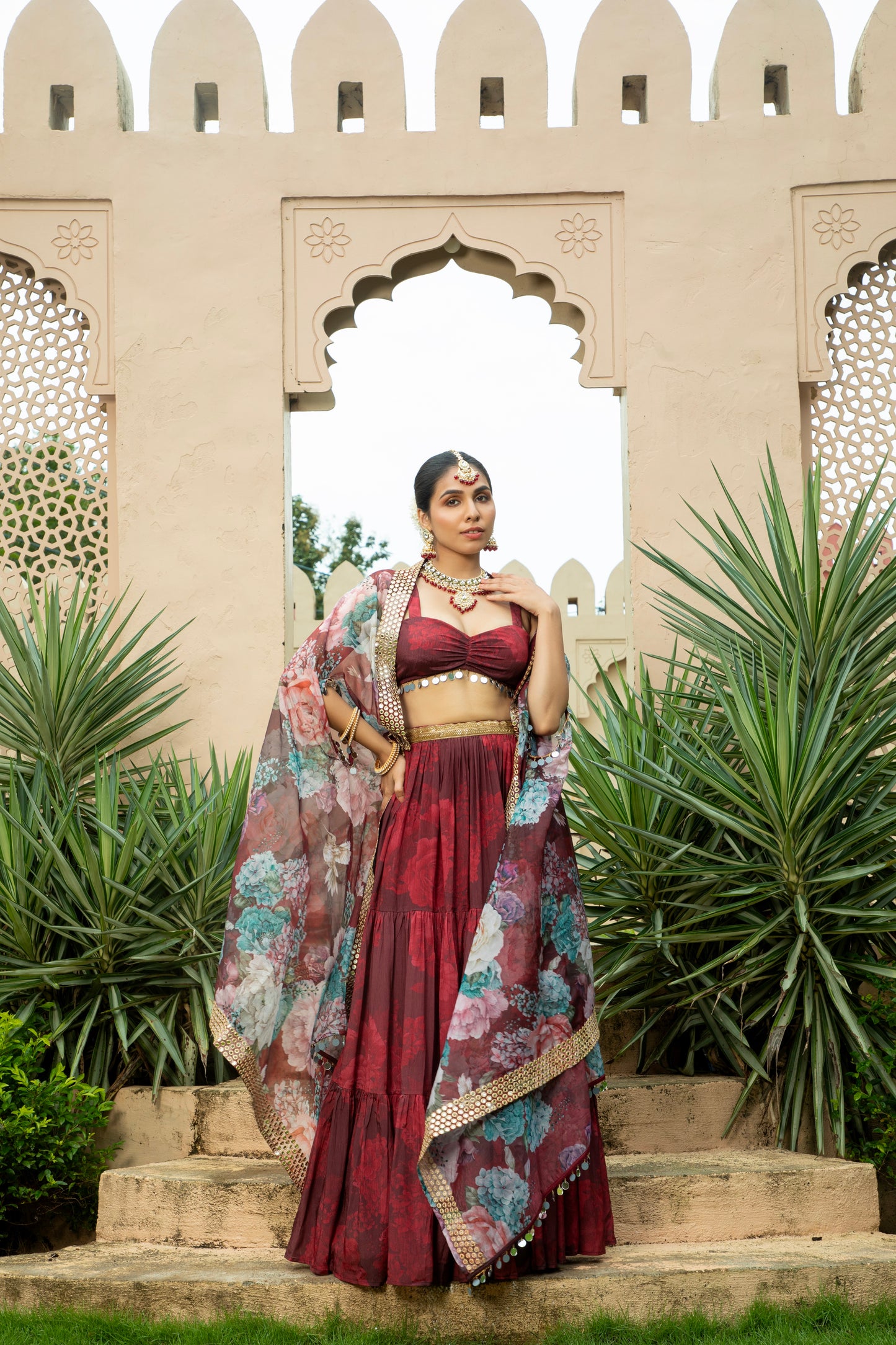 Aafia - Lehenga Set Maroon