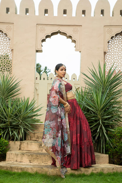 Aafia - Lehenga Set Maroon