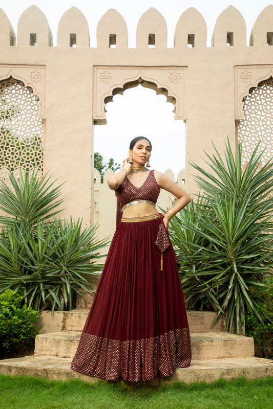 Nadia - Lehenga Set Maroon