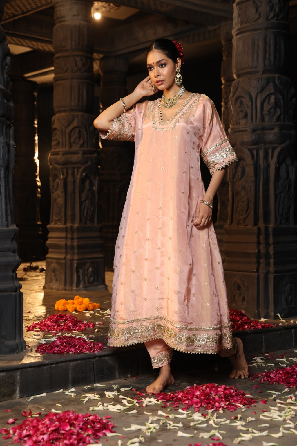 Navya- Kurta and Salwar Set- Blush Pink