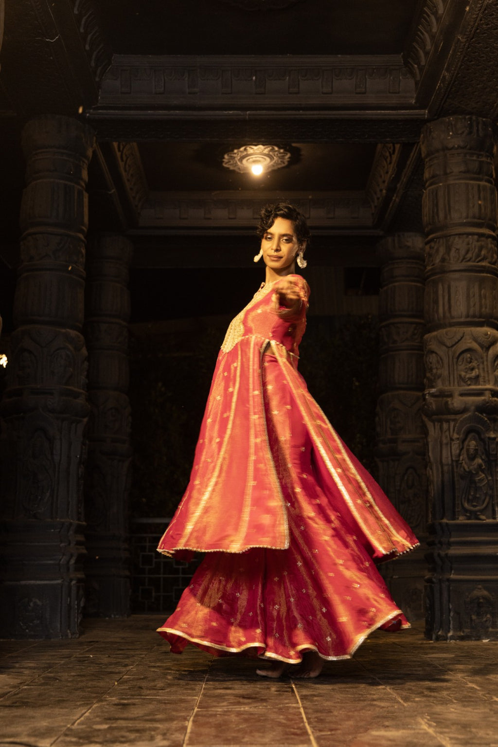 Tulsi-Kurta, Sharara and Dupatta Set-Rani Pink