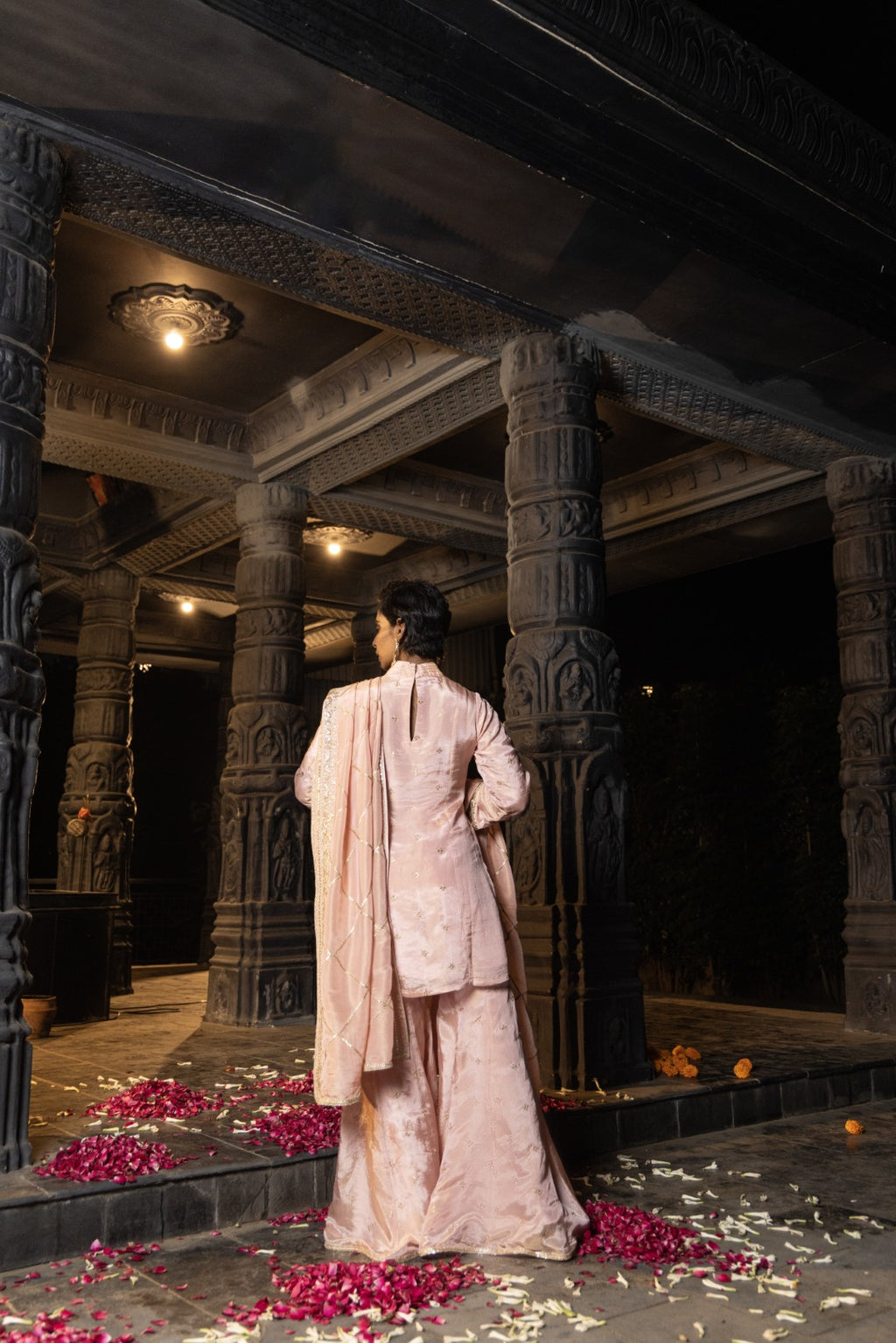 Kashi- Kurta, Sharara and Dupatta Set- Blush Pink