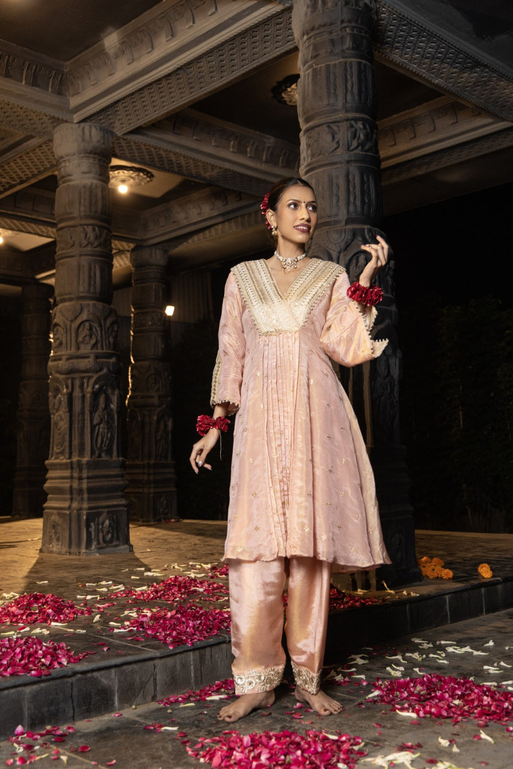 Niara- Kurta and Straight pants Set- Blush Pink