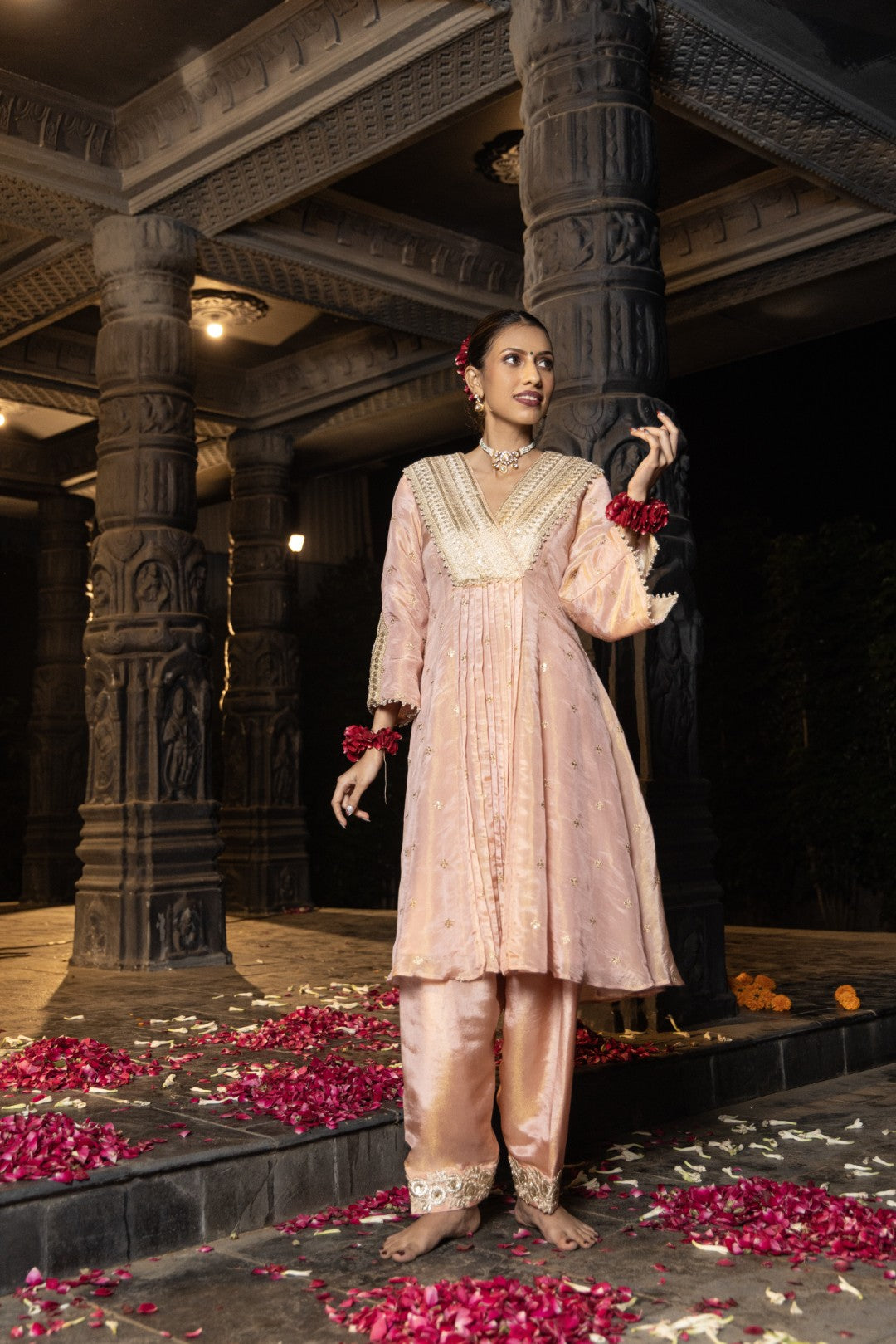 Niara- Kurta and Straight pants Set- Blush Pink