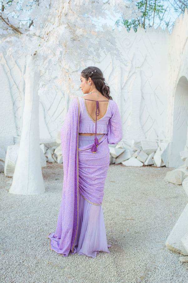 Madhubala Chikankari Blouse - Veryperi Violet - Monk & Mei