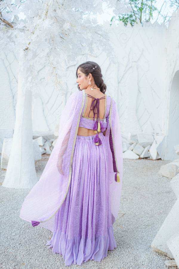 Masoom Embroidered Dupatta - Veryperi Violet - Monk & Mei
