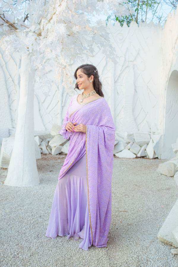 Madhubala Chikankari Blouse - Veryperi Violet - Monk & Mei