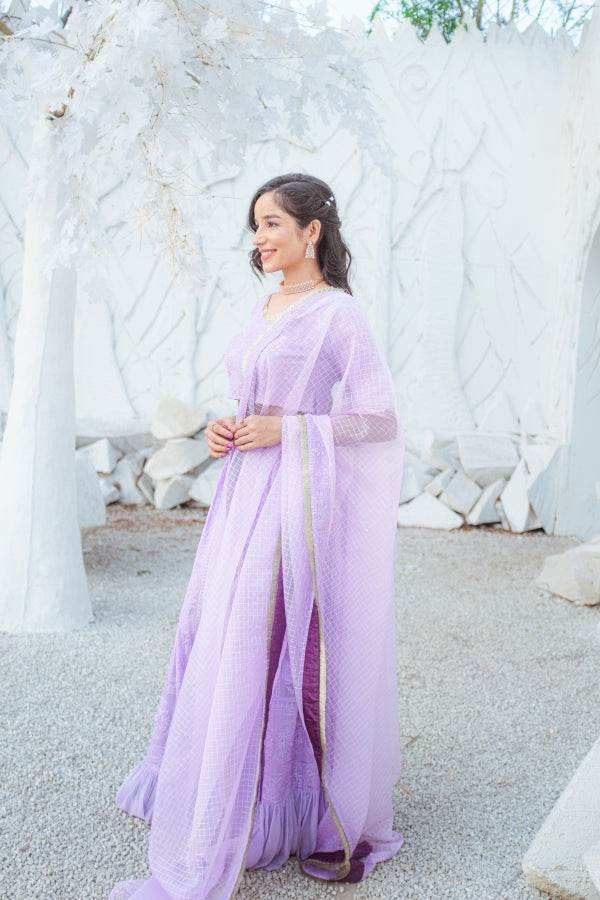 Masoom Chikankari Lehenga, Blouse & Dupatta - Veryperi Violet - Monk & Mei