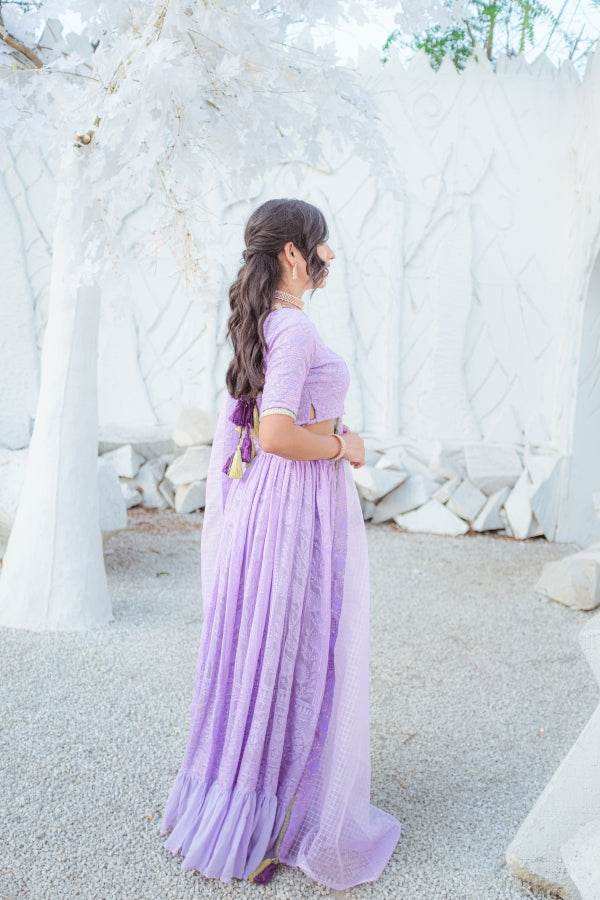Masoom Chikankari Lehenga, Blouse & Dupatta - Veryperi Violet - Monk & Mei