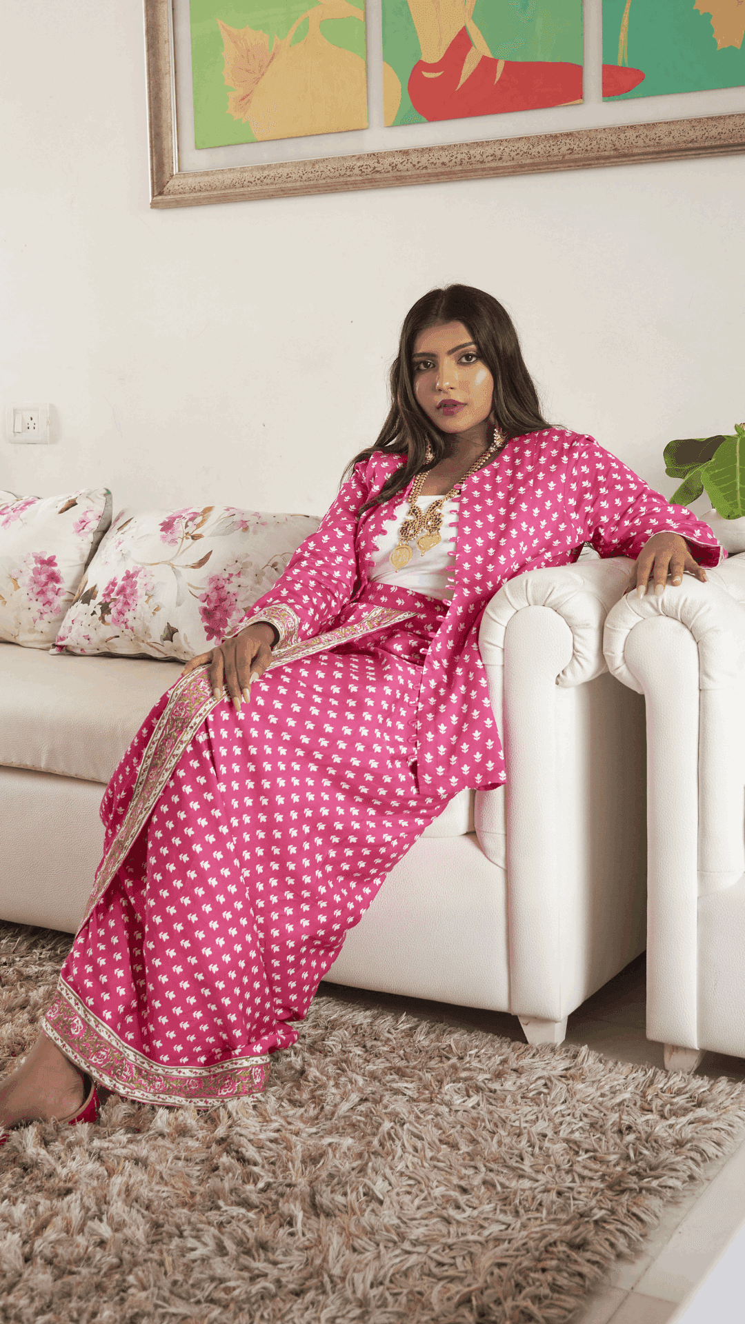 Aaliyah Designer Dhoti Jacket - Pink - Monk & Mei