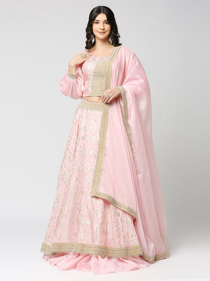 Bahara - Handcrafted Lehenga Set - Blush Pink