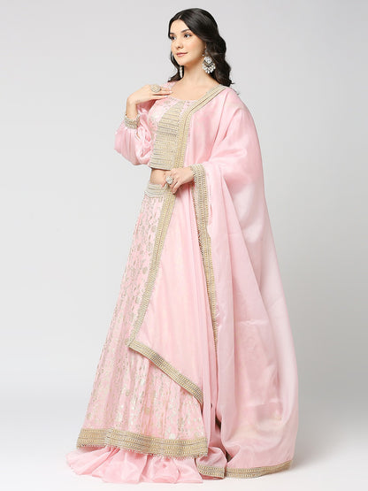 Bahara - Handcrafted Lehenga Set - Blush Pink