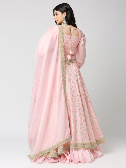 Bahara - Handcrafted Lehenga Set - Blush Pink