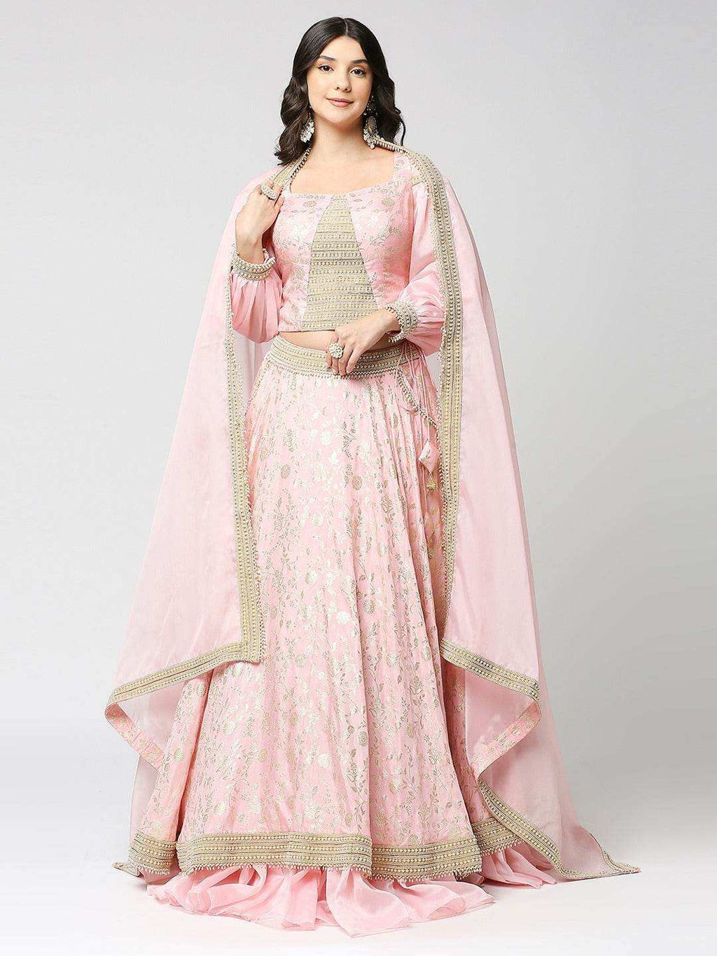 Bahara - Handcrafted Lehenga Set - Blush Pink - Monk & Mei