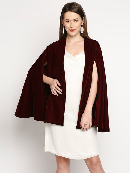 Arzu-Sequin Dress & Cape - Maroon