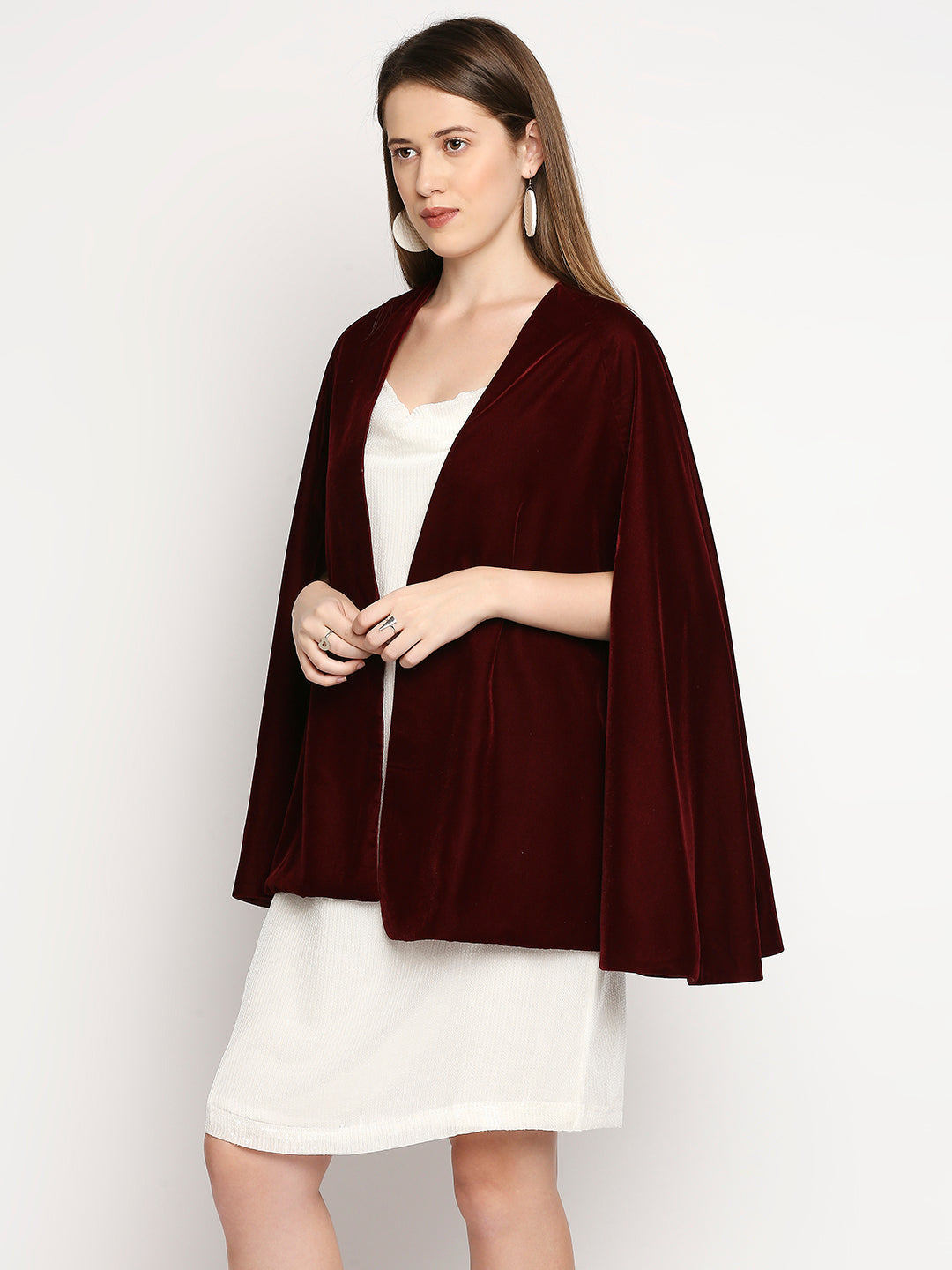 Arzu-Sequin Dress & Cape - Maroon