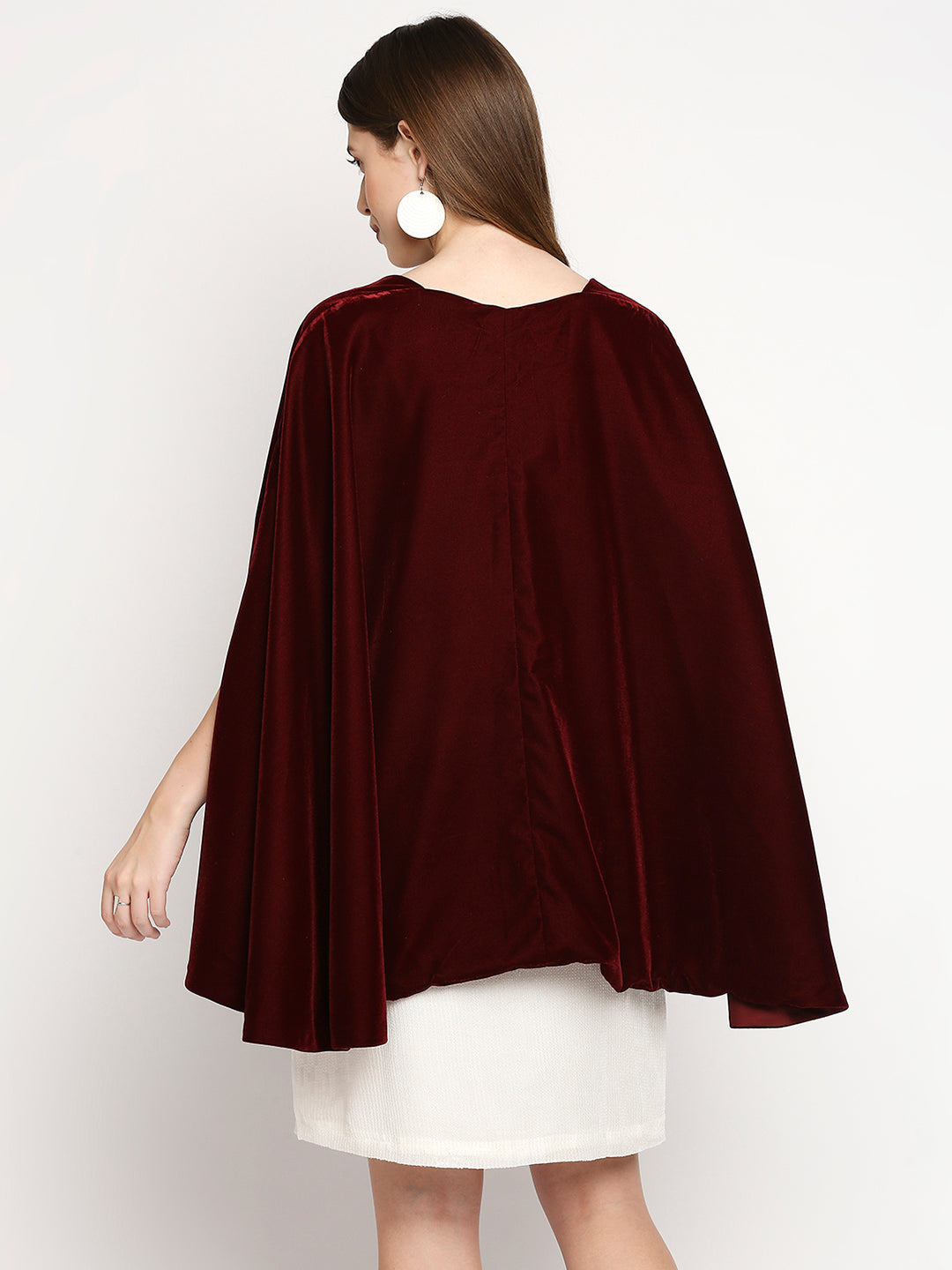 Arzu-Sequin Dress & Cape - Maroon