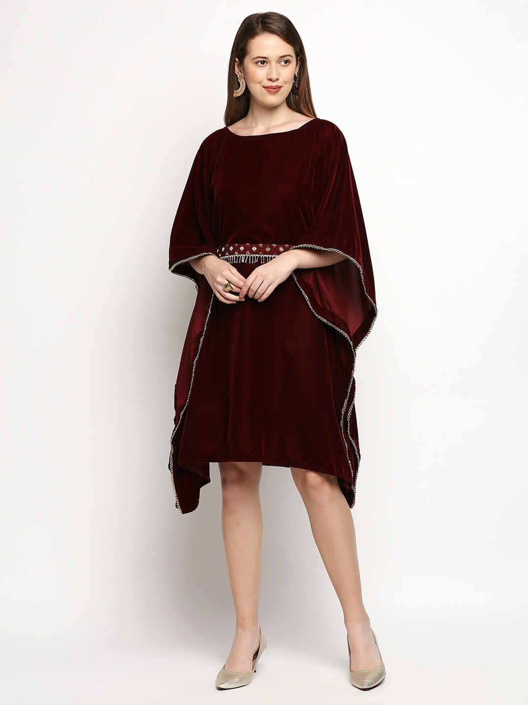 Nuuh Kaftan with Belt - Maroon