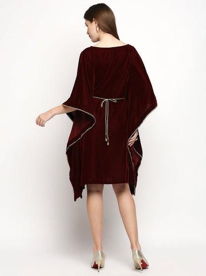 Nuuh Kaftan with Belt - Maroon