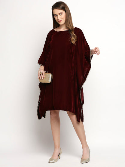 Nuuh Kaftan with Belt - Maroon