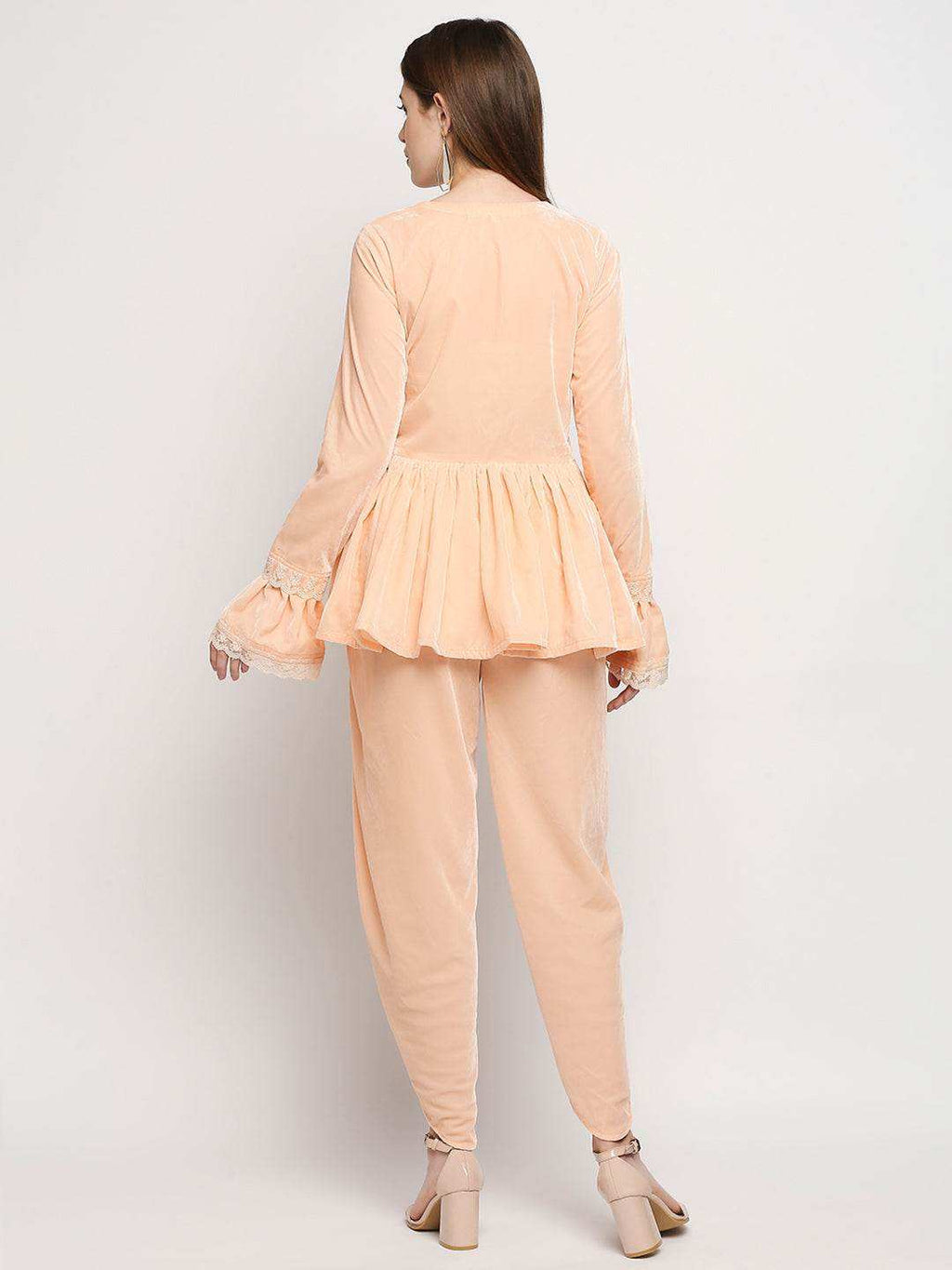 Farah - Jacket & Dhoti - Peach Pink - Monk & Mei