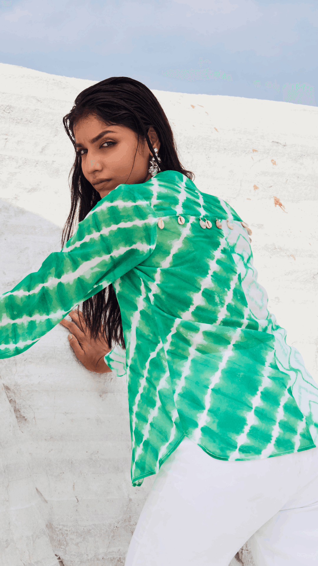 MARIAH SHIRT TOP - Green - Monk & Mei