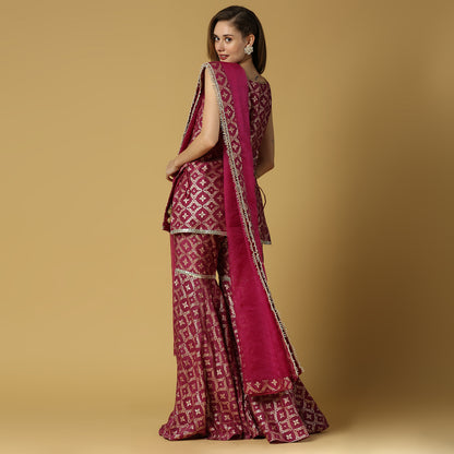 Vani-Kurta, Sharara & Dupatta-Plum Purple