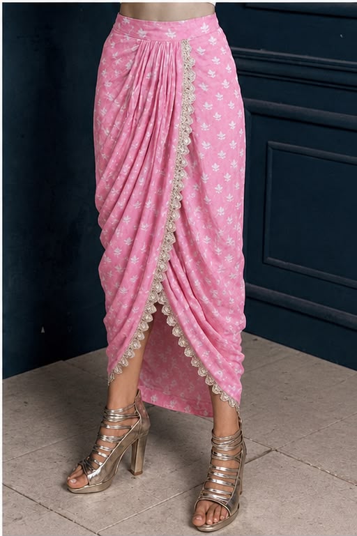 Aaliyah Cotton Jacket Dhoti Set - Blush Pink