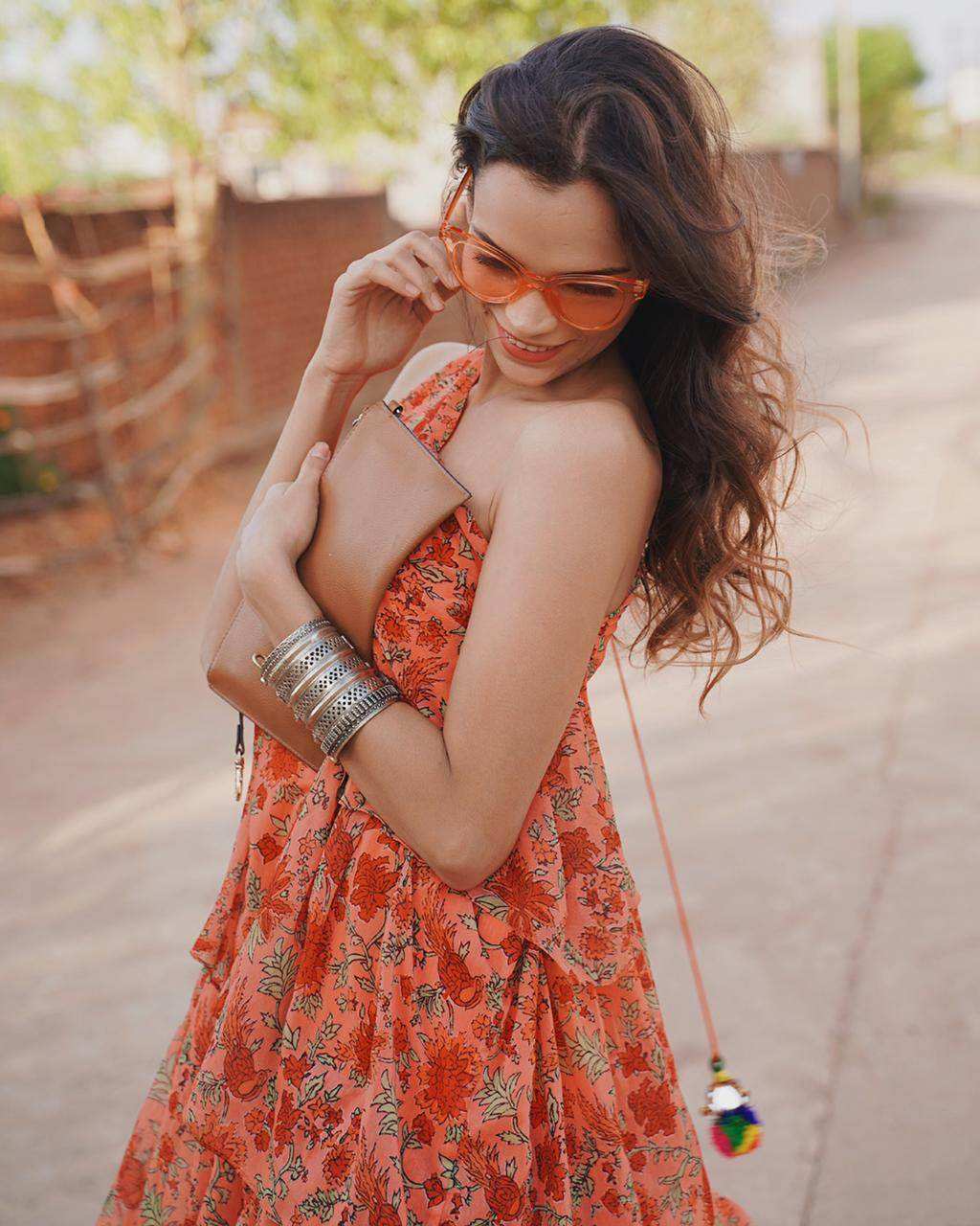 Pari Ruffled Gown - Orange - Monk & Mei