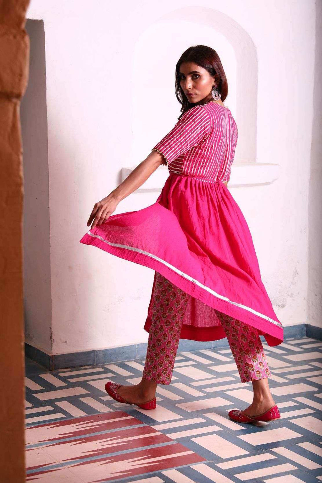 Sitara Kurta Pants - Rani pink - Monk & Mei