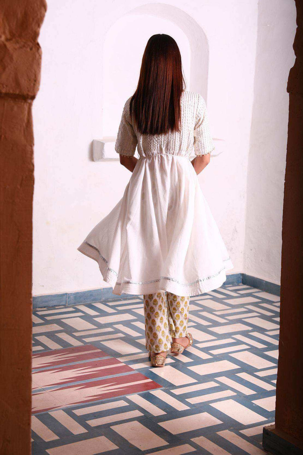 Sitara Kurta Pants - Ivory white - Monk & Mei