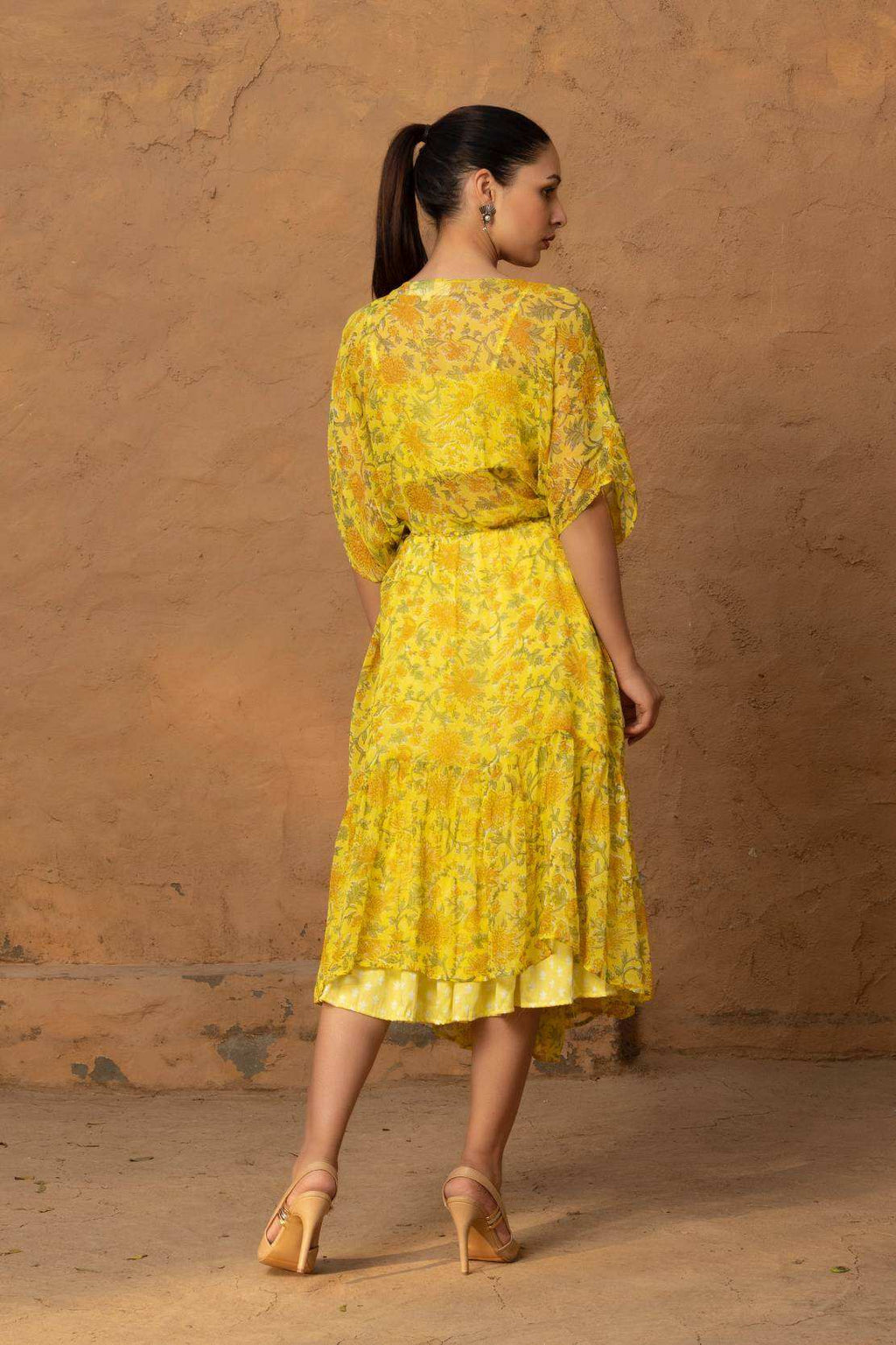 Geet Bustier-Skirt-Cape - Yellow - Monk & Mei