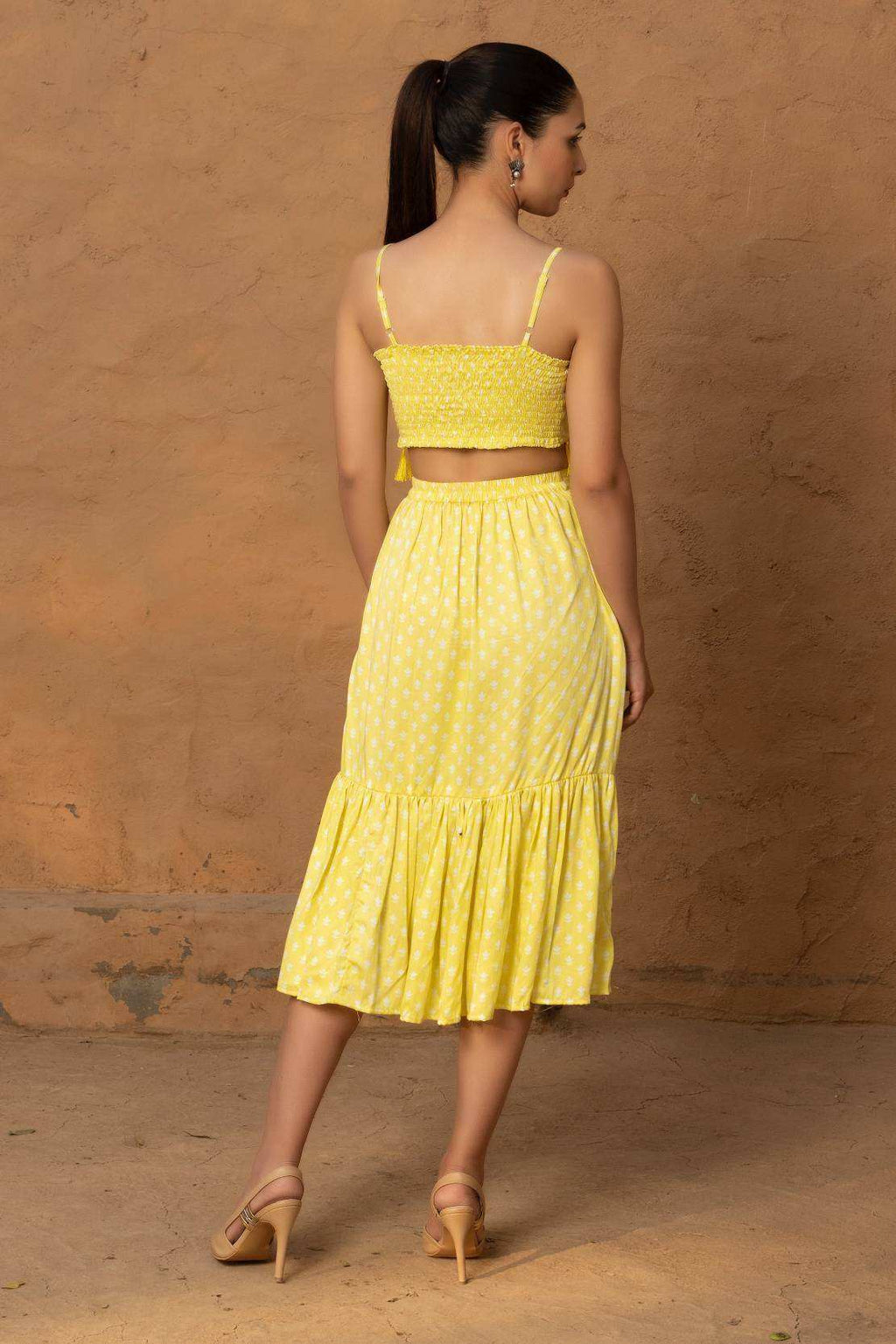 Geet Bustier-Skirt-Cape - Yellow - Monk & Mei