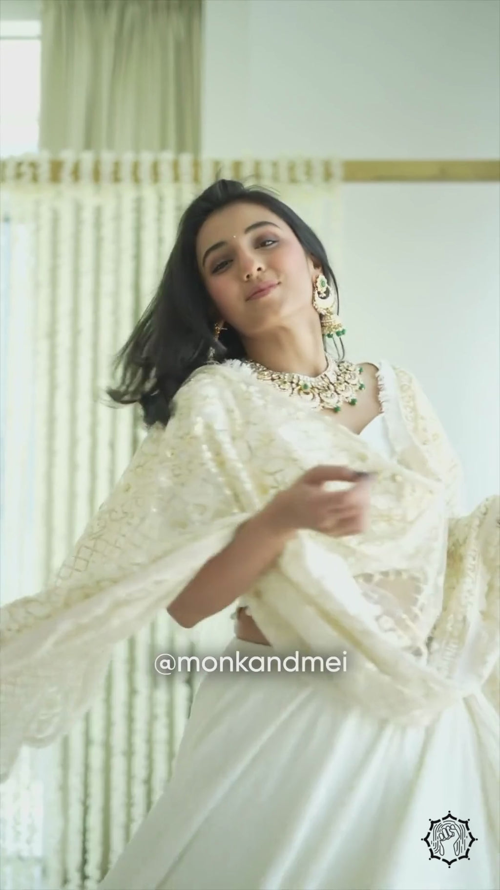 Mallika Embroidered Lehenga Set - Cream