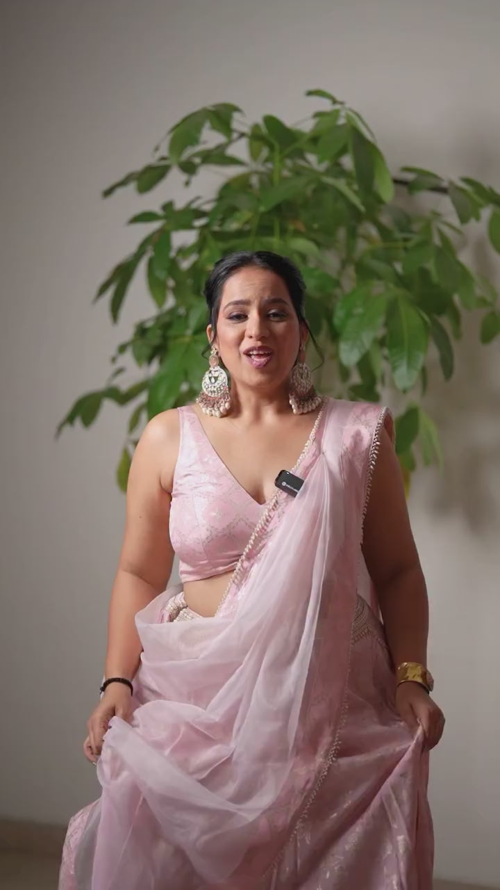 Chandini- Brocade Lehenga Set Blush Pink