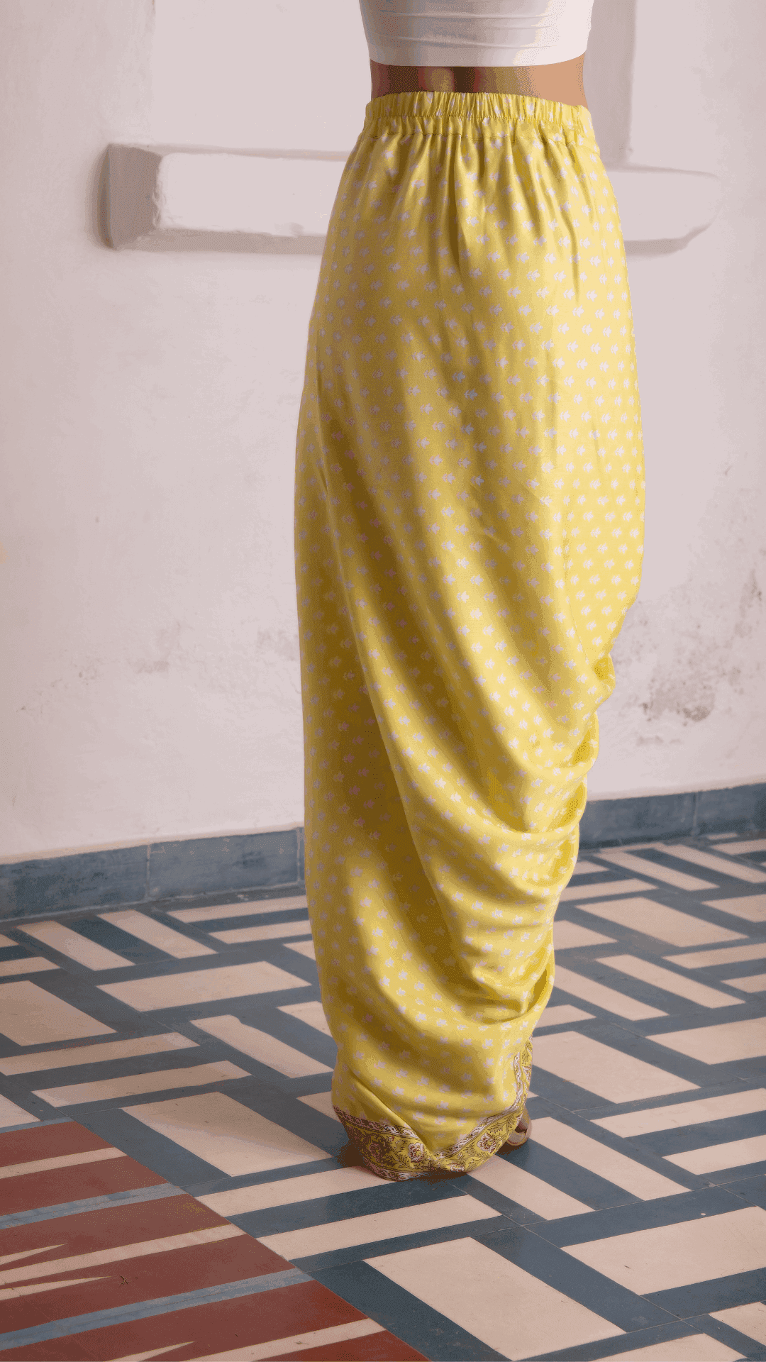 Aaliyah Designer Dhoti Jacket - Yellow - Monk & Mei