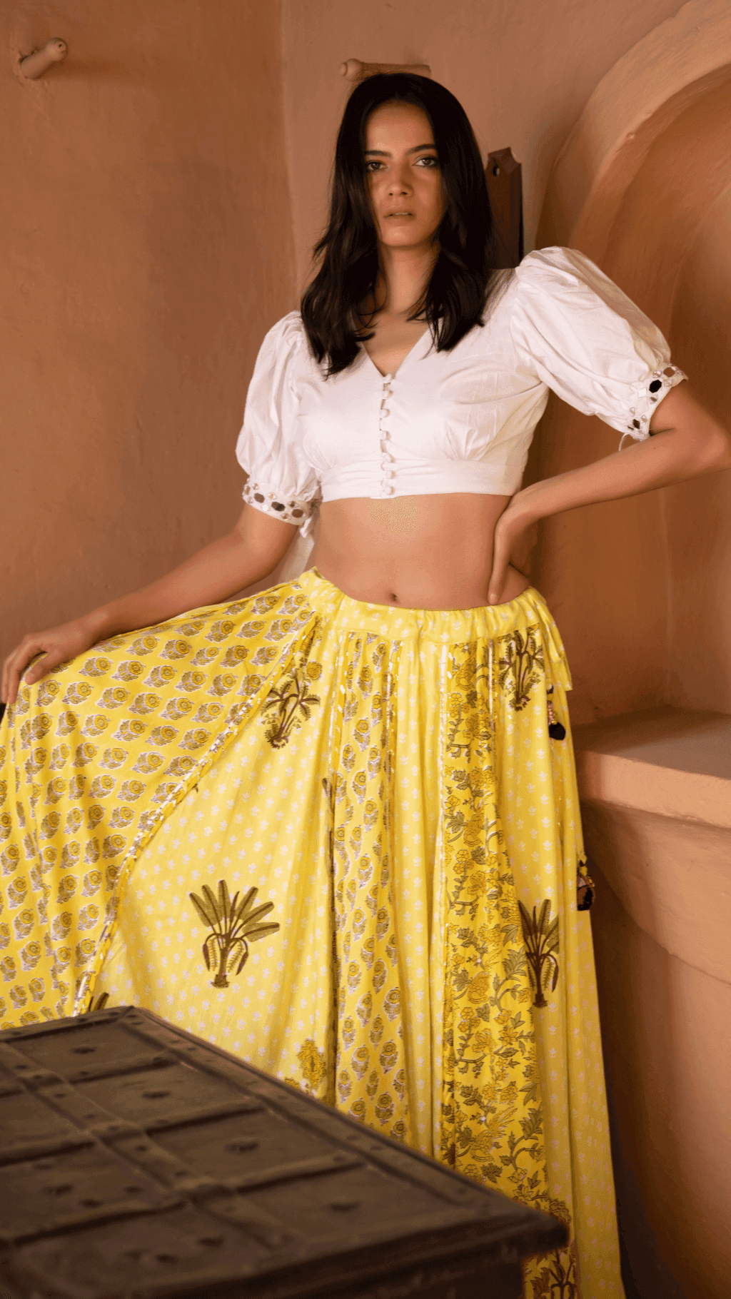 Mahi Lehenga Blouse - Yellow - Monk & Mei