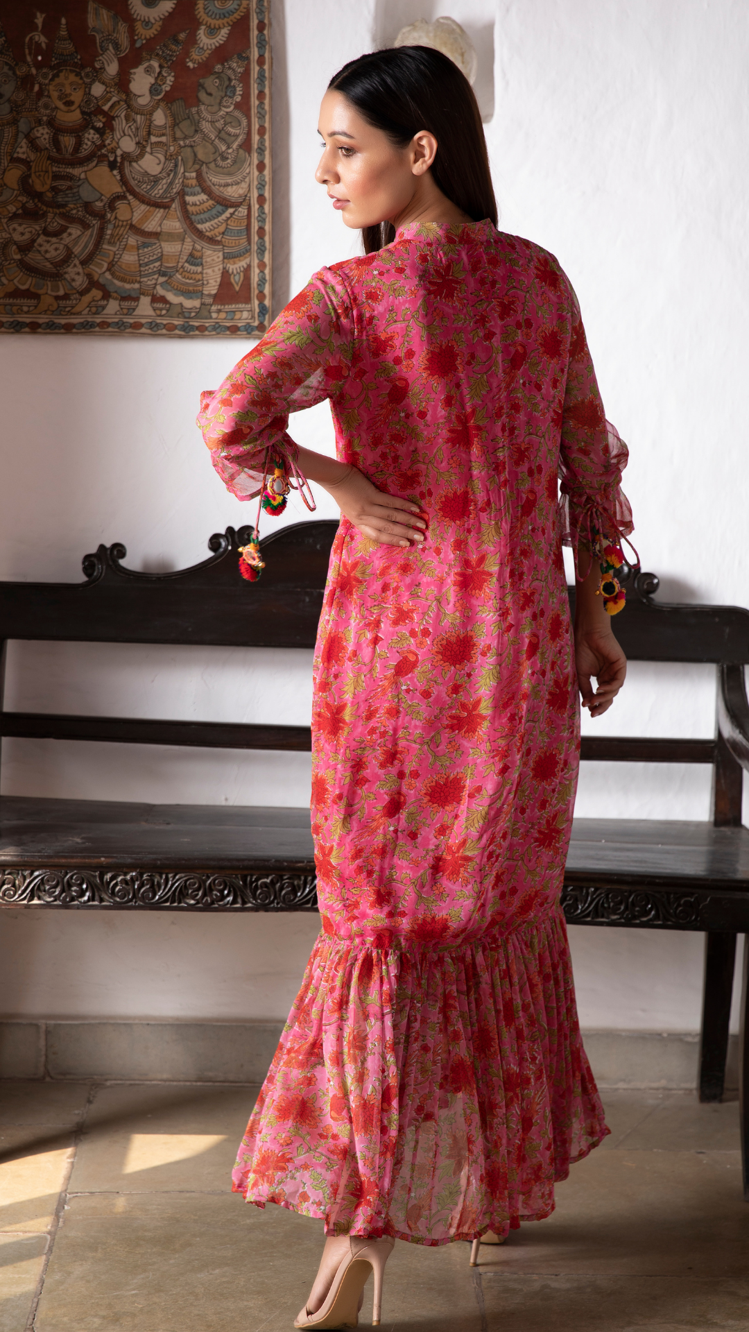 Kyaari Georgette Dress - Pink