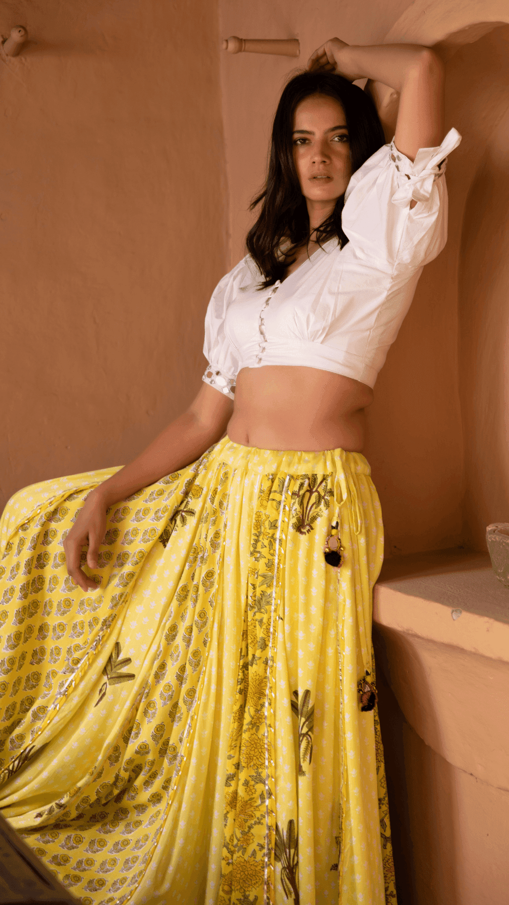 Mahi Lehenga Blouse - Yellow - Monk & Mei