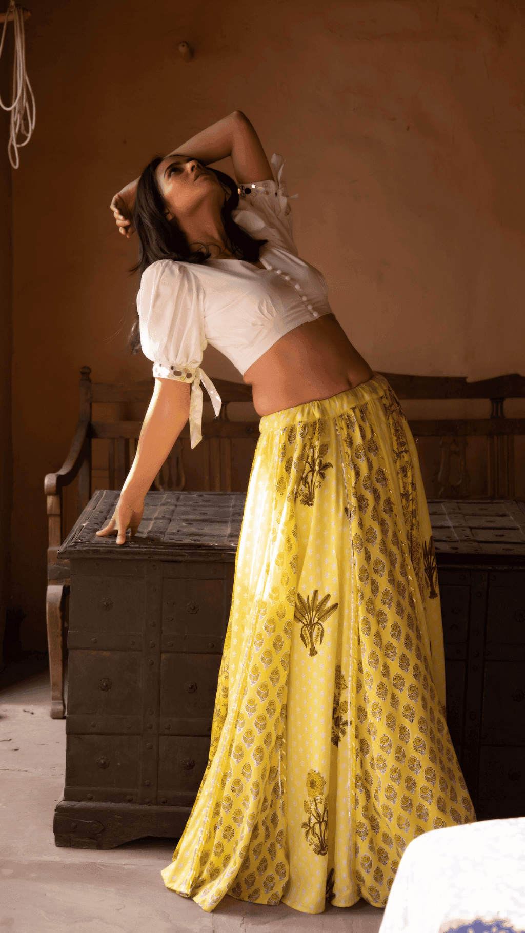 Mahi Lehenga Blouse - Yellow - Monk & Mei