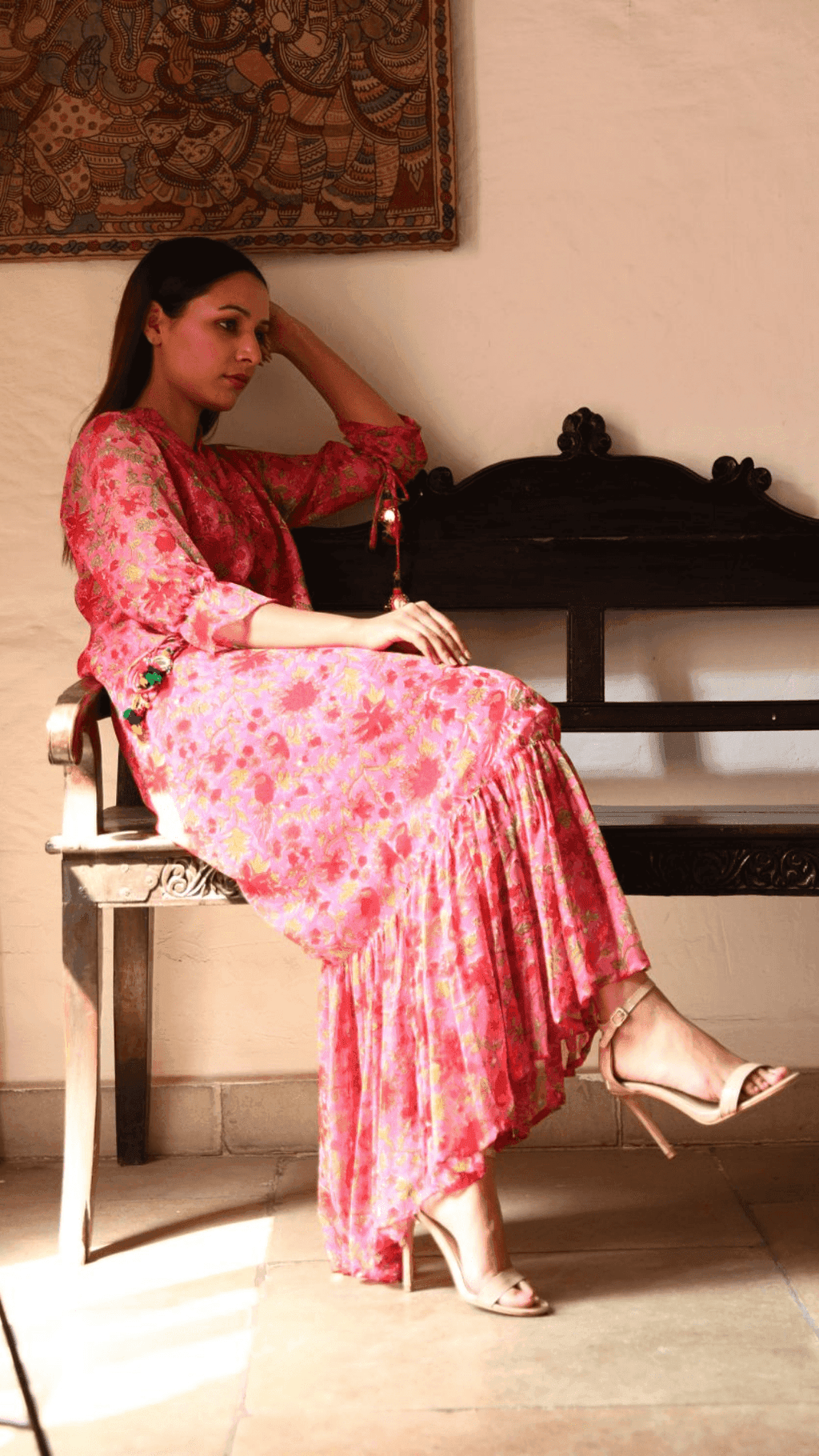 Kyaari Georgette Dress - Pink - Monk & Mei